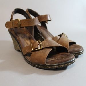 Born Leather Strap Sandal Wedges